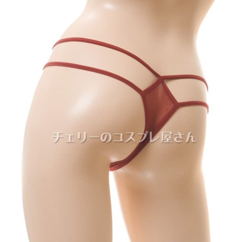 花柄刺繍 ダブルストリング シースルーTバックショーツ・ワインレッド6