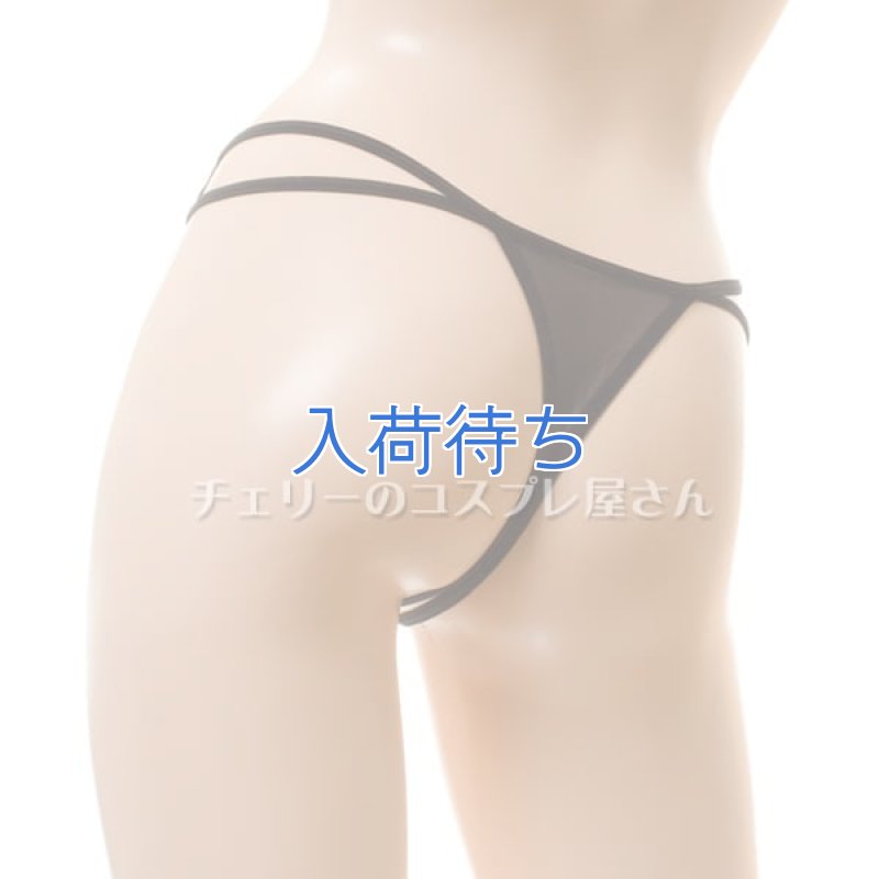 花柄刺繍 フロントオープンクロッチ シースルー Tバックショーツ・黒6