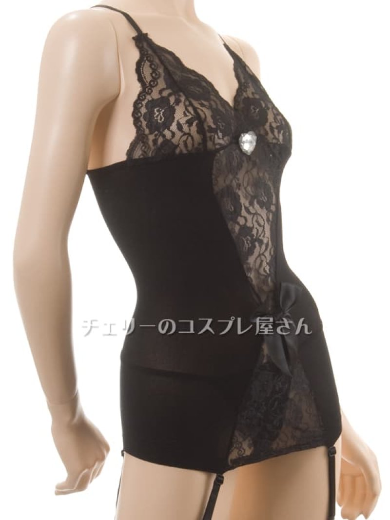 ストッキング素材 ストレッチ ガーターベビードール ストッキング付12