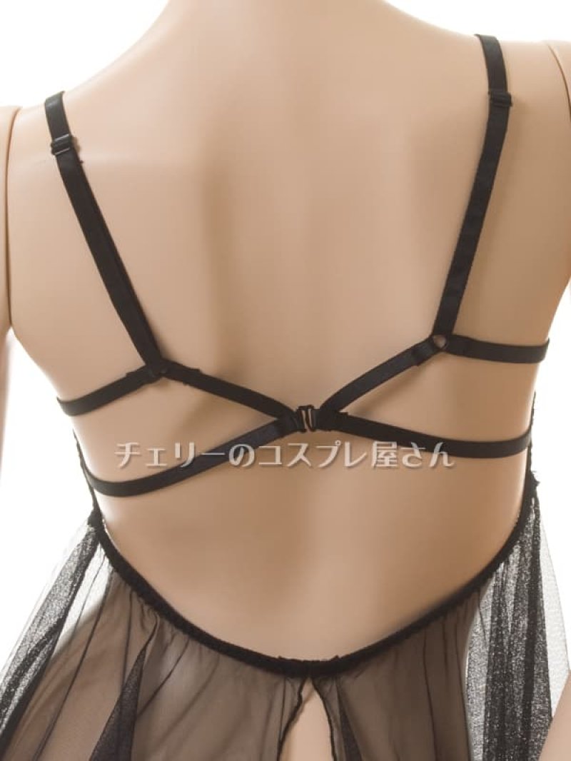 見せちゃいます!ワイヤー入 オープンバストのベビードール・黒13
