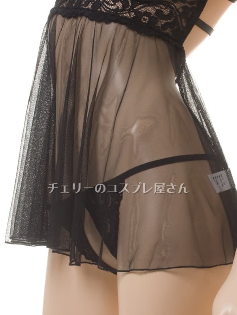 見せちゃいます!ワイヤー入 オープンバストのベビードール・黒9