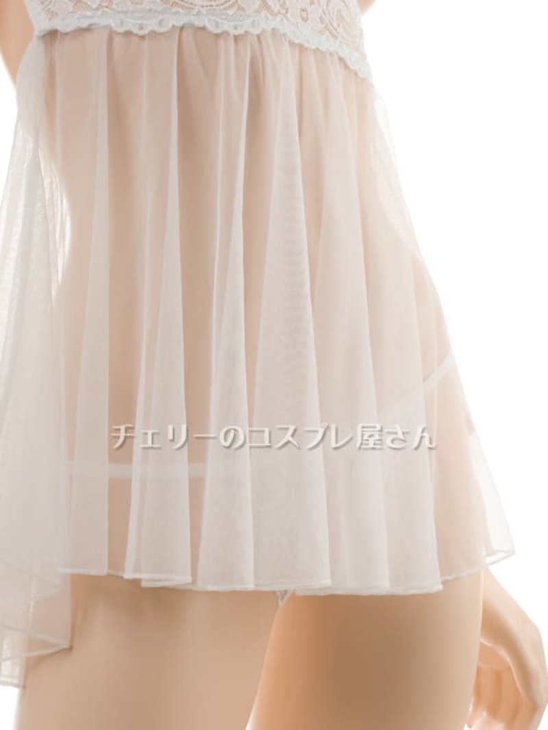 見せちゃいます!ワイヤー入 オープンバストのベビードール・白13