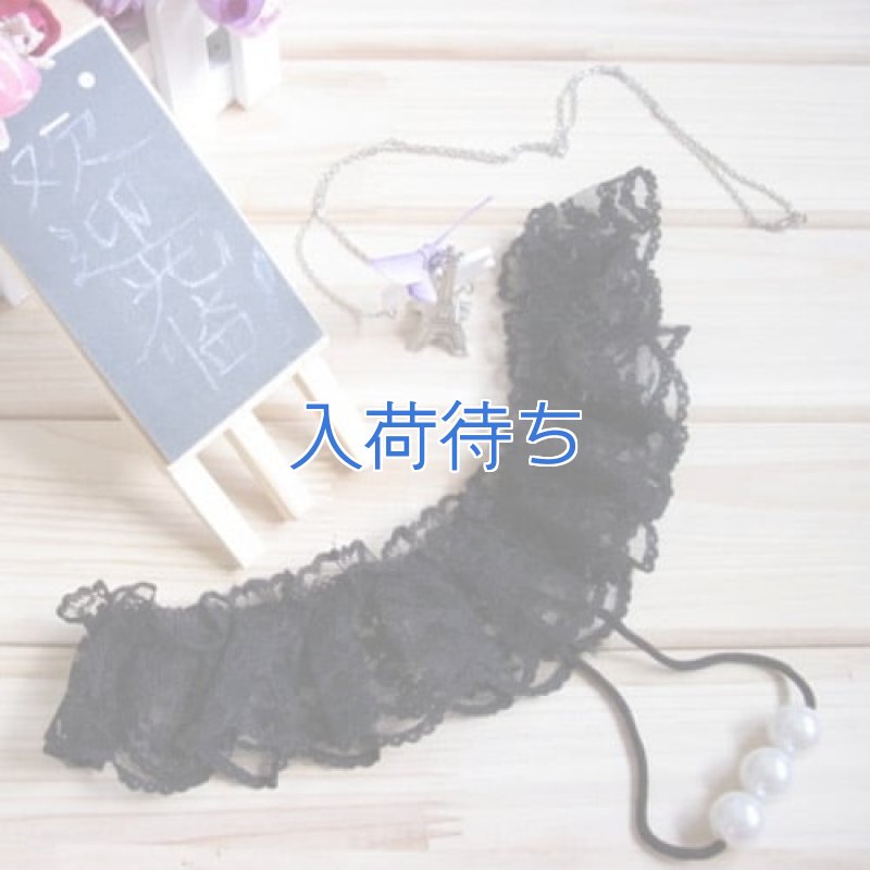 真珠ビーズ レースのオープンクロッチショーツ・黒3