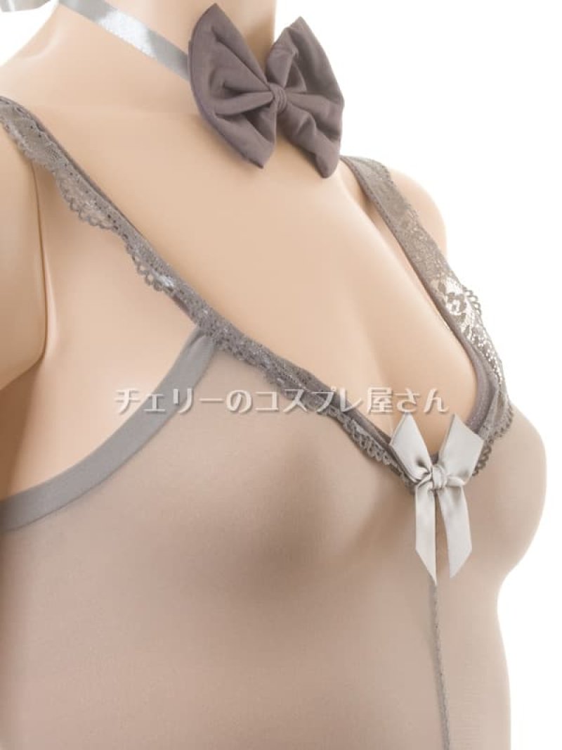 シースルーストレッチ ガーターバニーガール・グレー・ストッキング付13