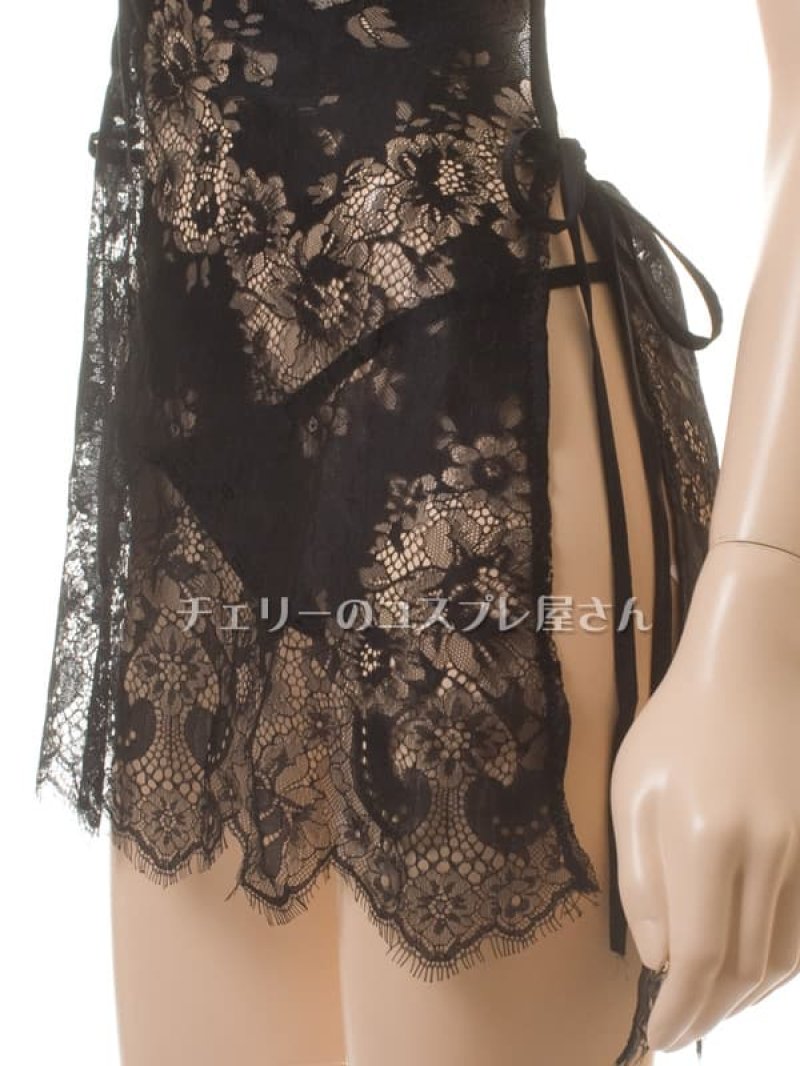 はらりと落ちる!前後セパレートベビードール・黒10