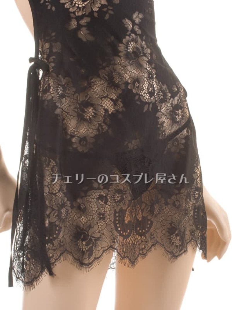 はらりと落ちる!前後セパレートベビードール・黒13