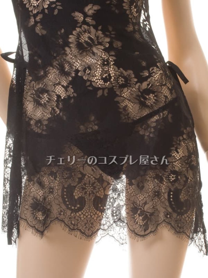 はらりと落ちる!前後セパレートベビードール・黒7