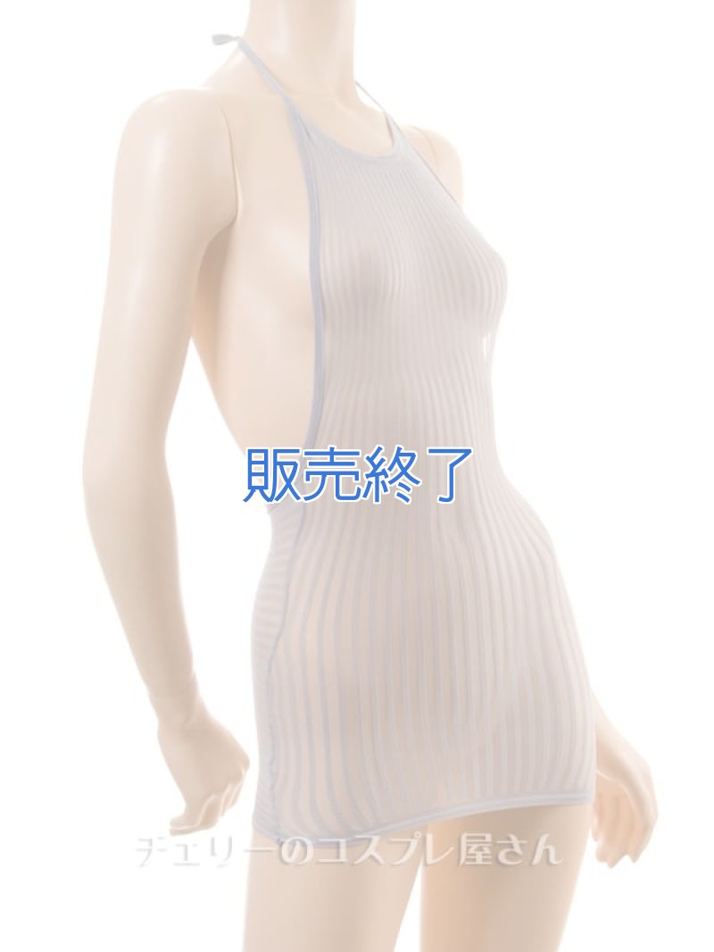 ボディフィット ストライプシースルーストレッチ バックレスドレス・グレー11