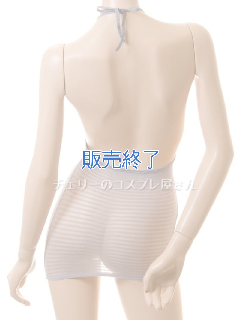 ボディフィット ストライプシースルーストレッチ バックレスドレス・グレー14