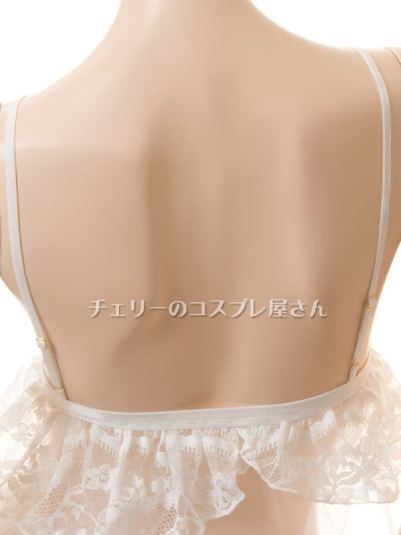 かわいいのにびっくり！フロントホックブラ＆オープンヒップ スカートショーツ・白14