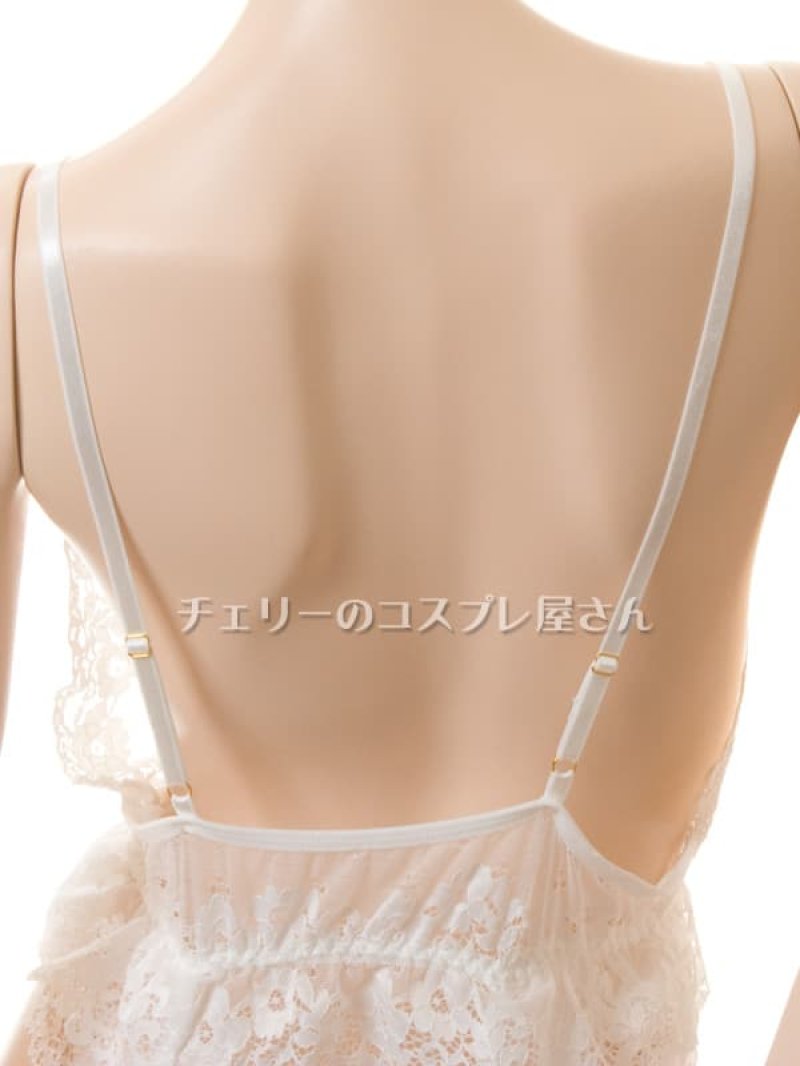 フリルレースのワイドオープンクロッチ テディ・白15