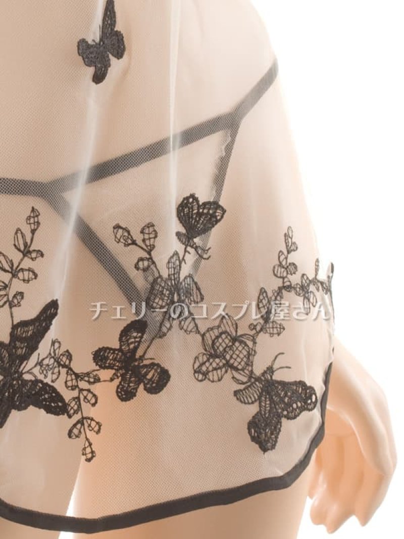 背中結び ノースリーブ シースルー ショートチャイナドレス・黒11