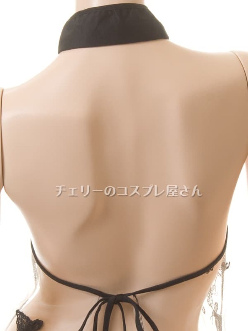 背中結び ノースリーブ シースルー ショートチャイナドレス・黒13