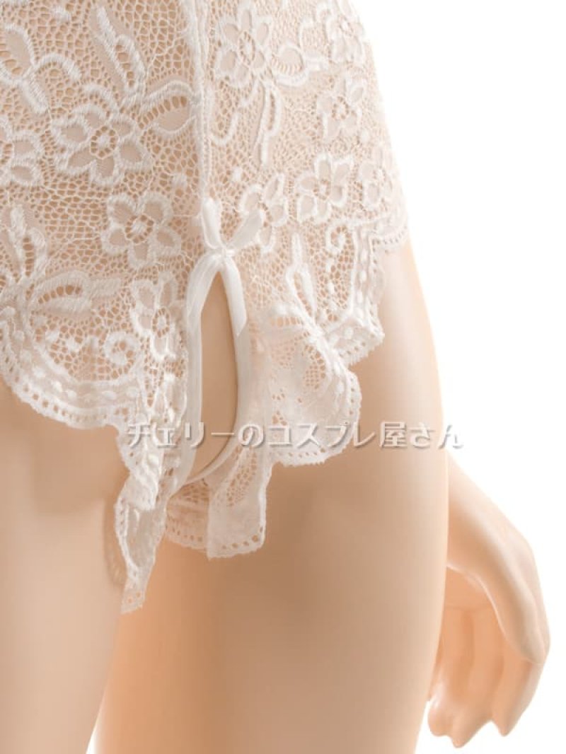 総レースのオープンクロッチ テディ・白12