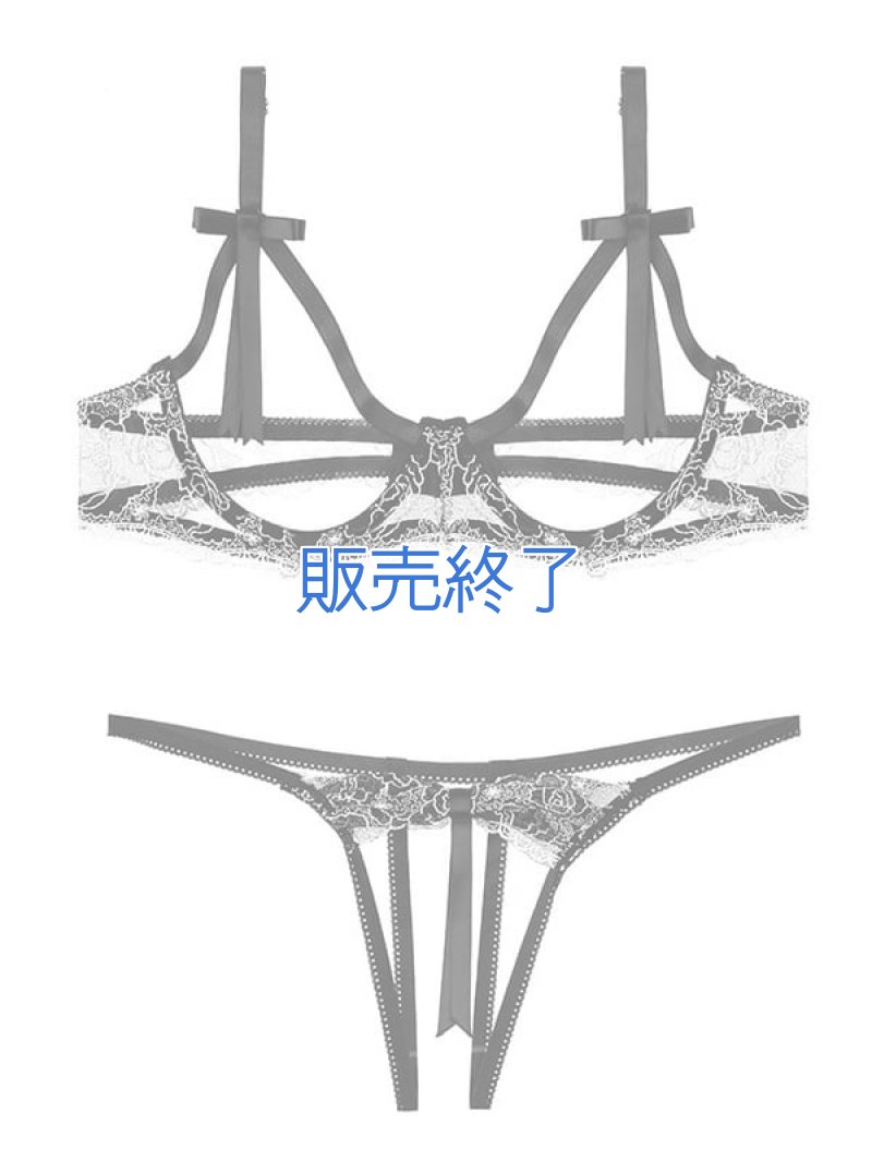 魅せるブラセット！ワイヤー入り オープンバストブラ＆フルオープンクロッチショーツ4