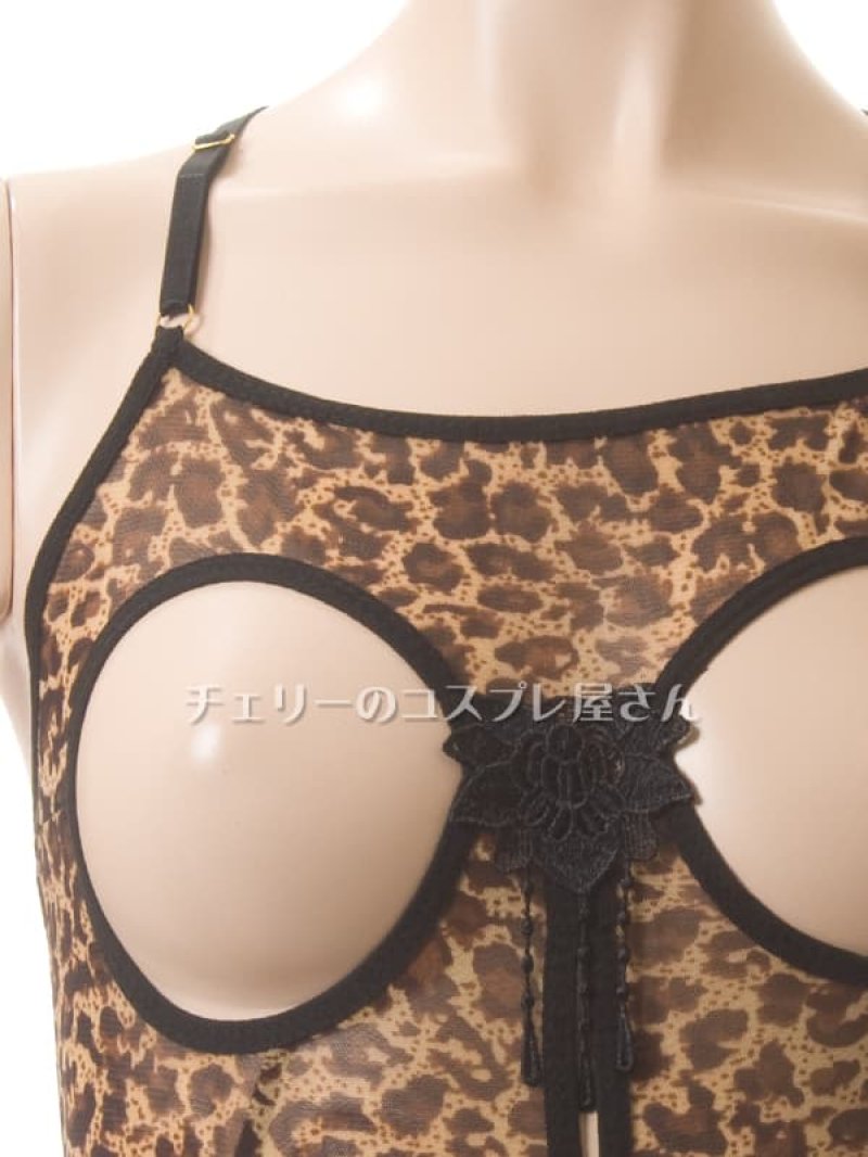 ヒョウ柄のオープンバスト&オープンクロッチ テディ5