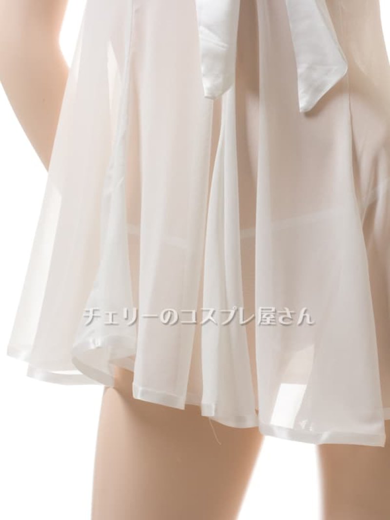 リボンのオープンバスト ベビードール・白8