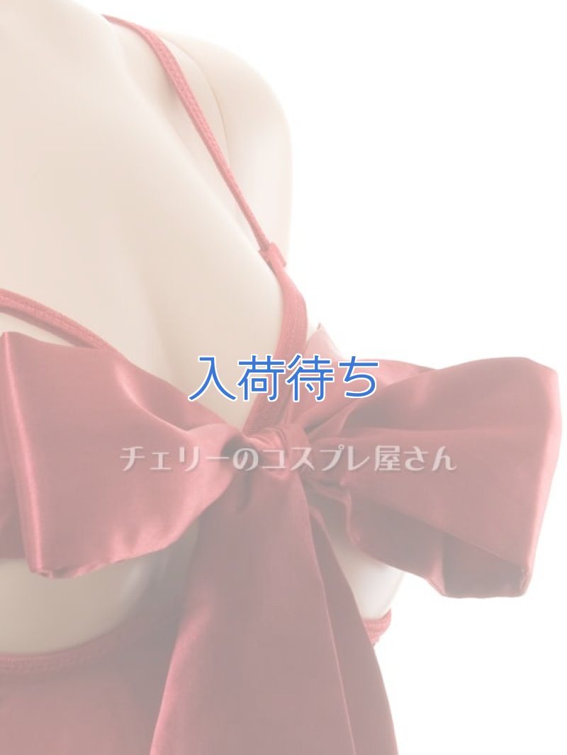 リボンのオープンバスト ベビードール・ワインレッド13