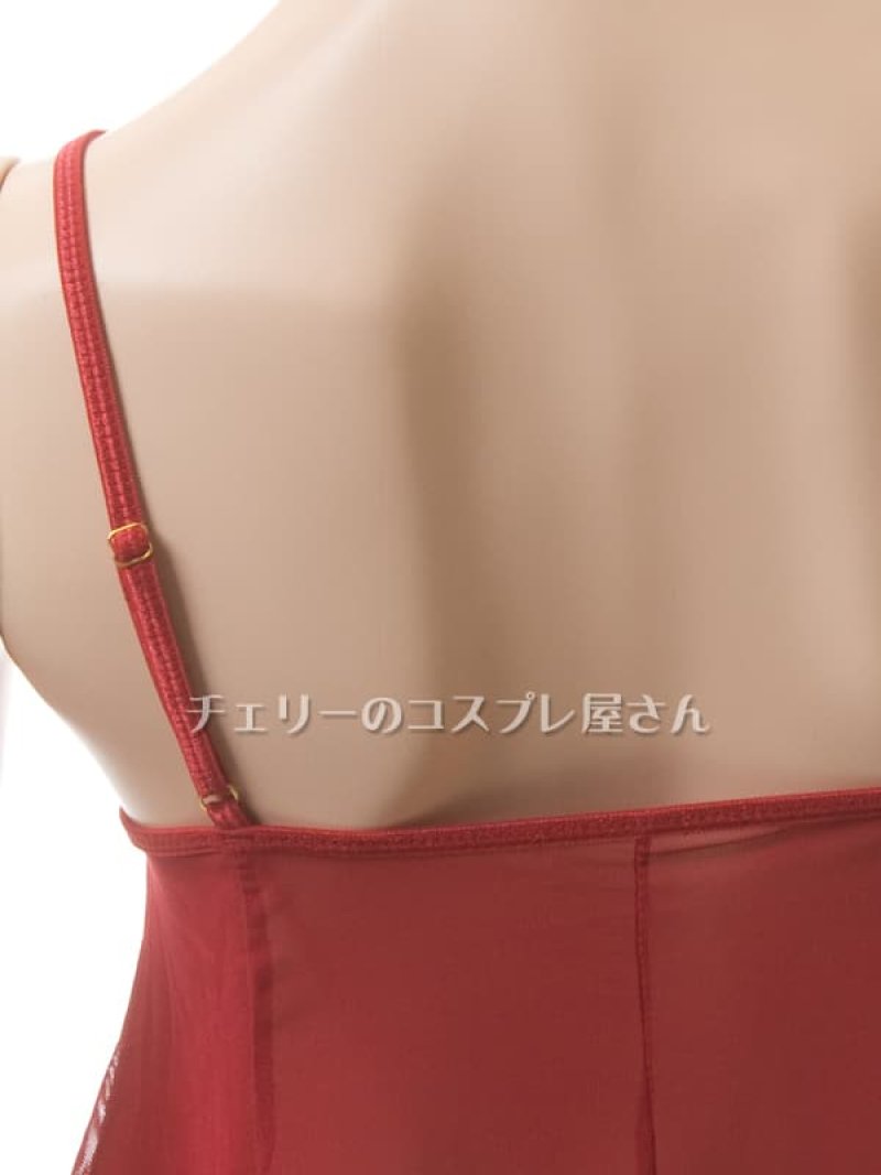リボンのオープンバスト ベビードール・ワインレッド18