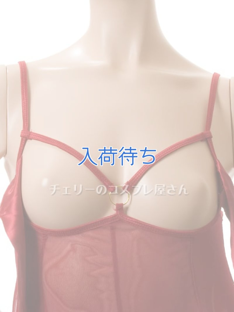 リボンのオープンバスト ベビードール・ワインレッド7