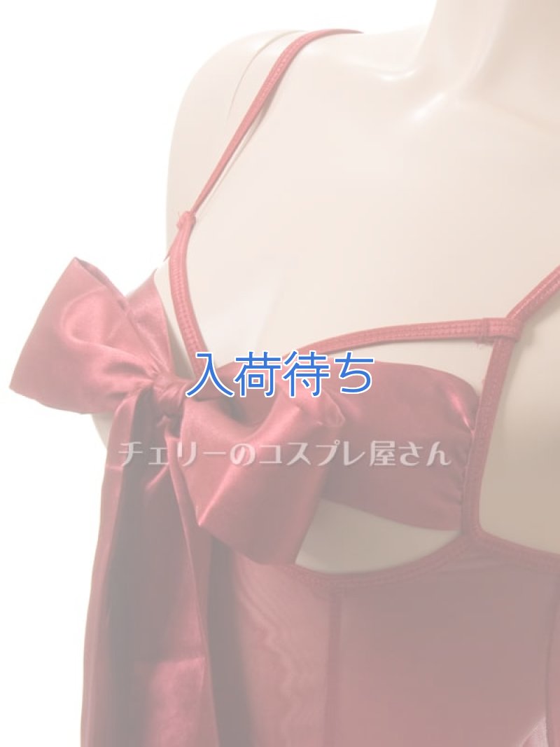 リボンのオープンバスト ベビードール・ワインレッド10