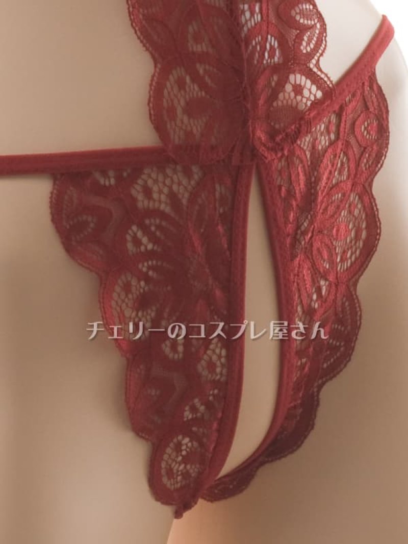 上も下も見えちゃう！総レースのオープンバスト＆オープンクロッチ テディ・ワインレッド12