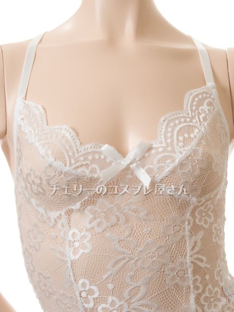 総レースのワイドオープンクロッチ テディ・白6