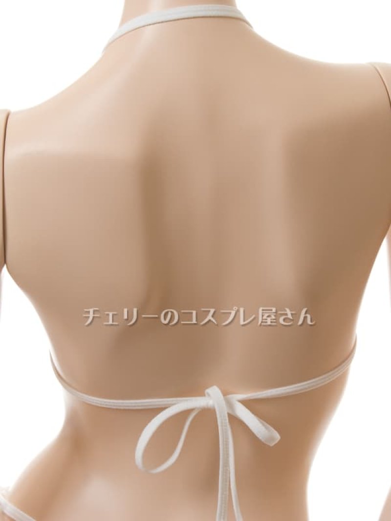 ホルターネックブラ＆サイド結びオープンクロッチ ハーフバックショーツ・白14