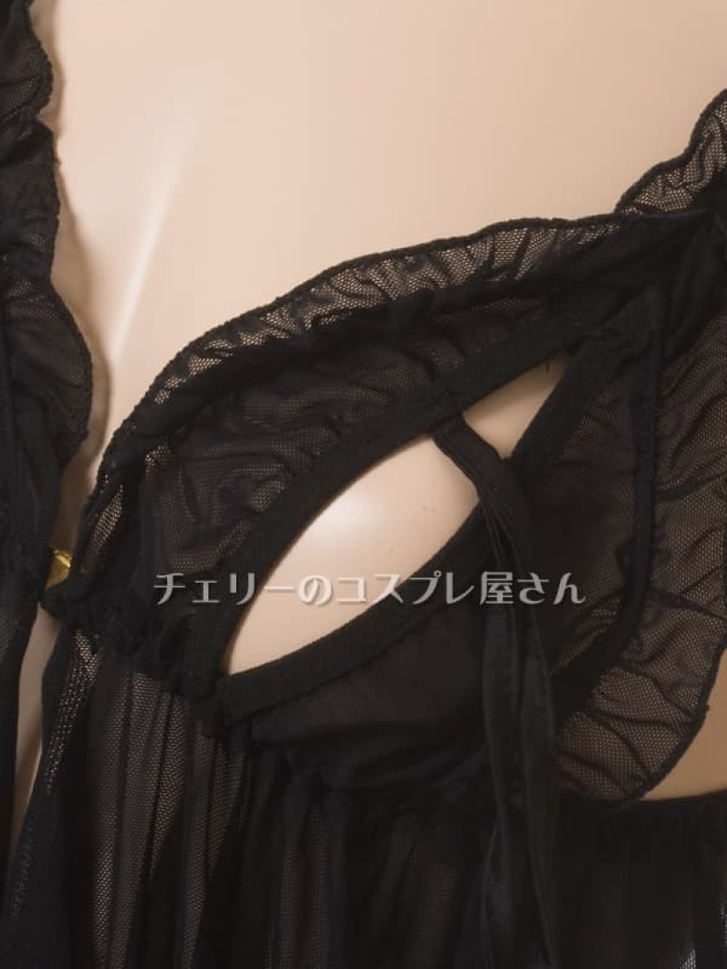 前開きフロントホック オープンバスト ベビードール・黒18