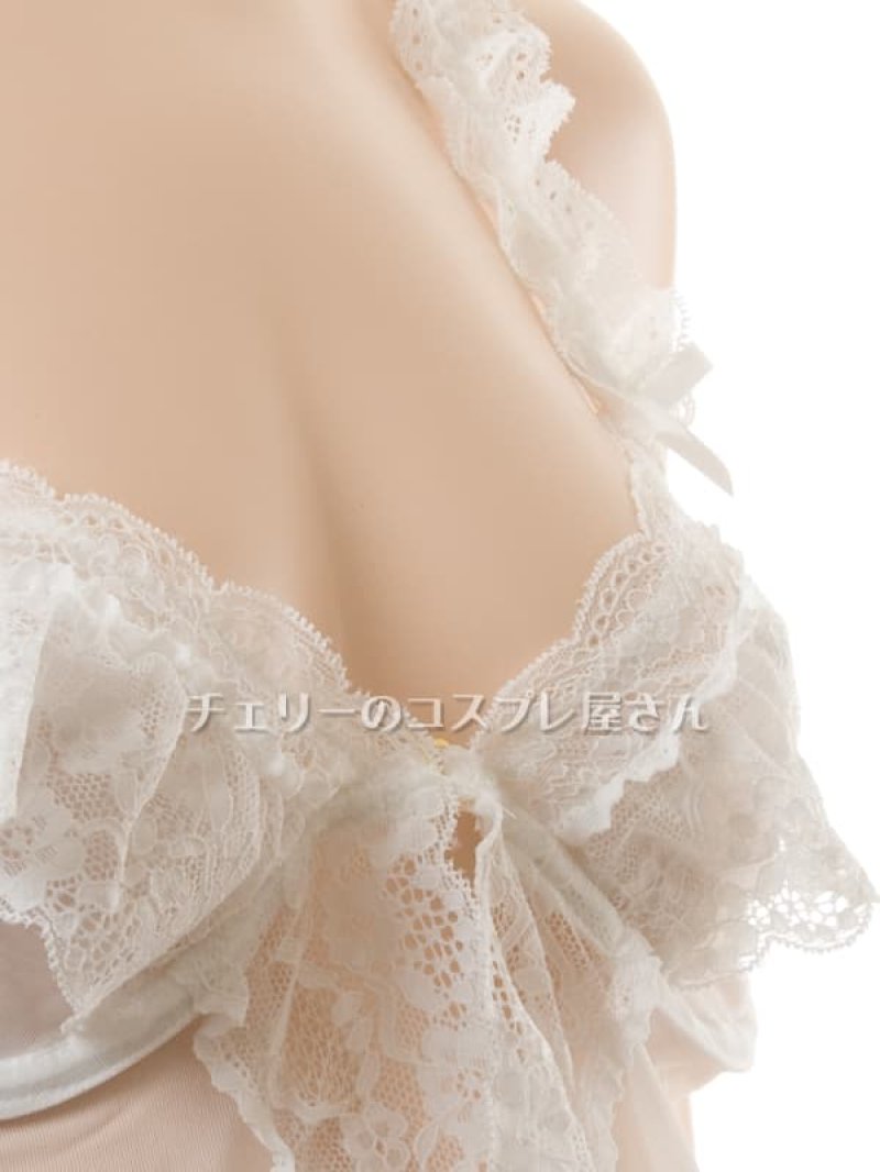 前開きフロントホック ワイヤー入りブラ ベビードール・白12