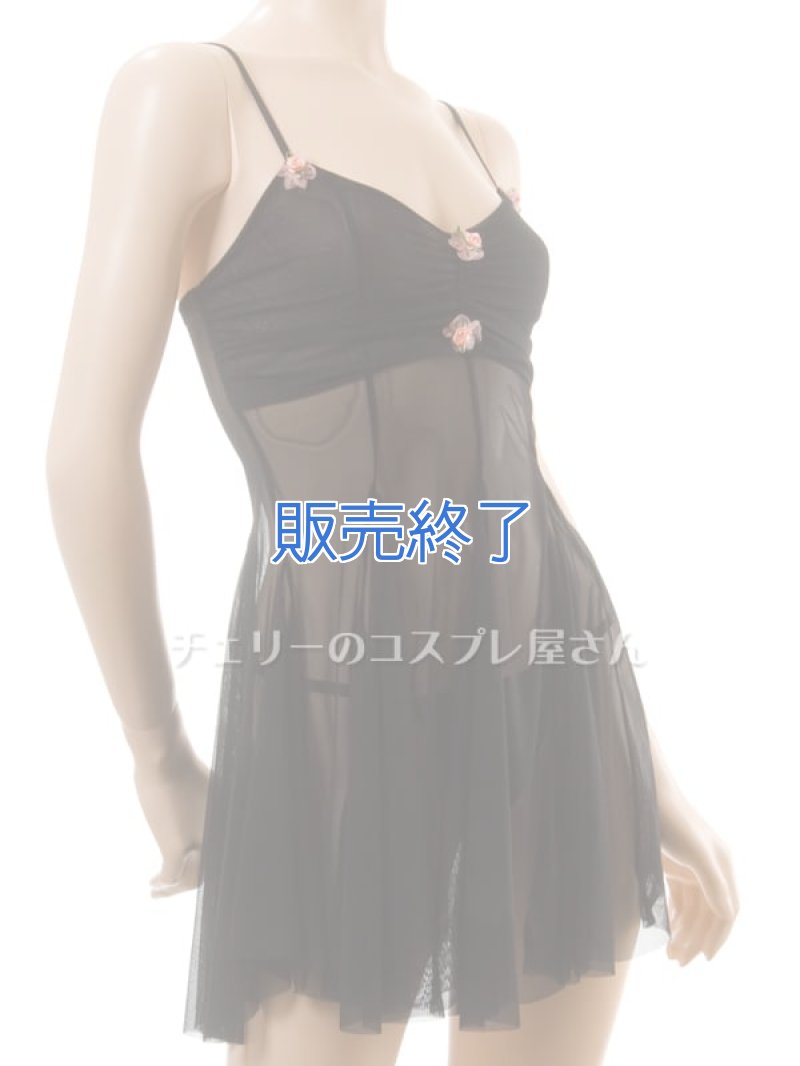 お花の可愛いフレアスカート ベビードール・黒11