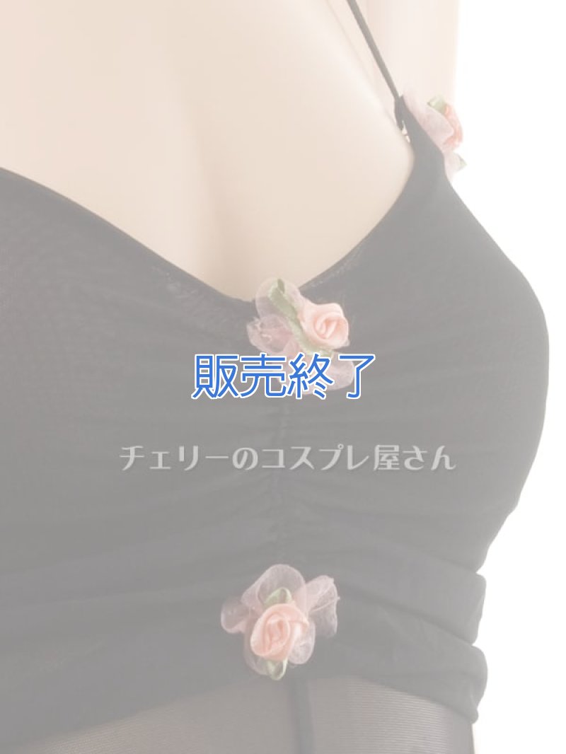 お花の可愛いフレアスカート ベビードール・黒12