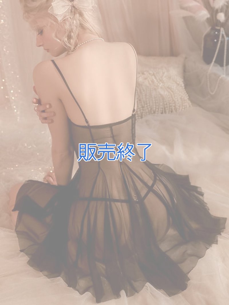 お花の可愛いフレアスカート ベビードール・黒4