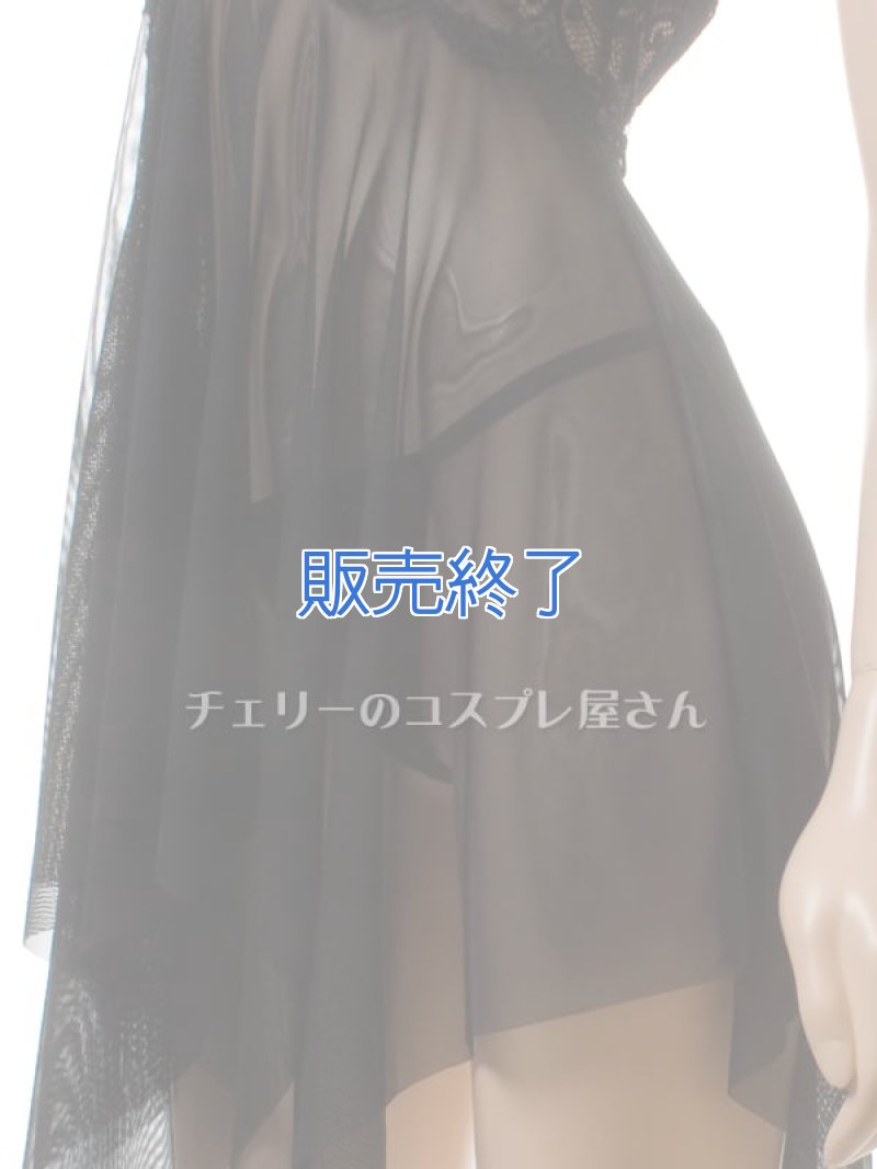 胸元のレースがエレガントなホルターネック ベビードール・黒11