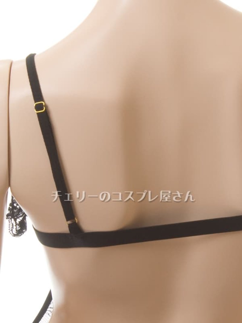 上も下も見えちゃう!ワイヤー入 オープンバスト&オープンクロッチ 編み上げテディ・黒13