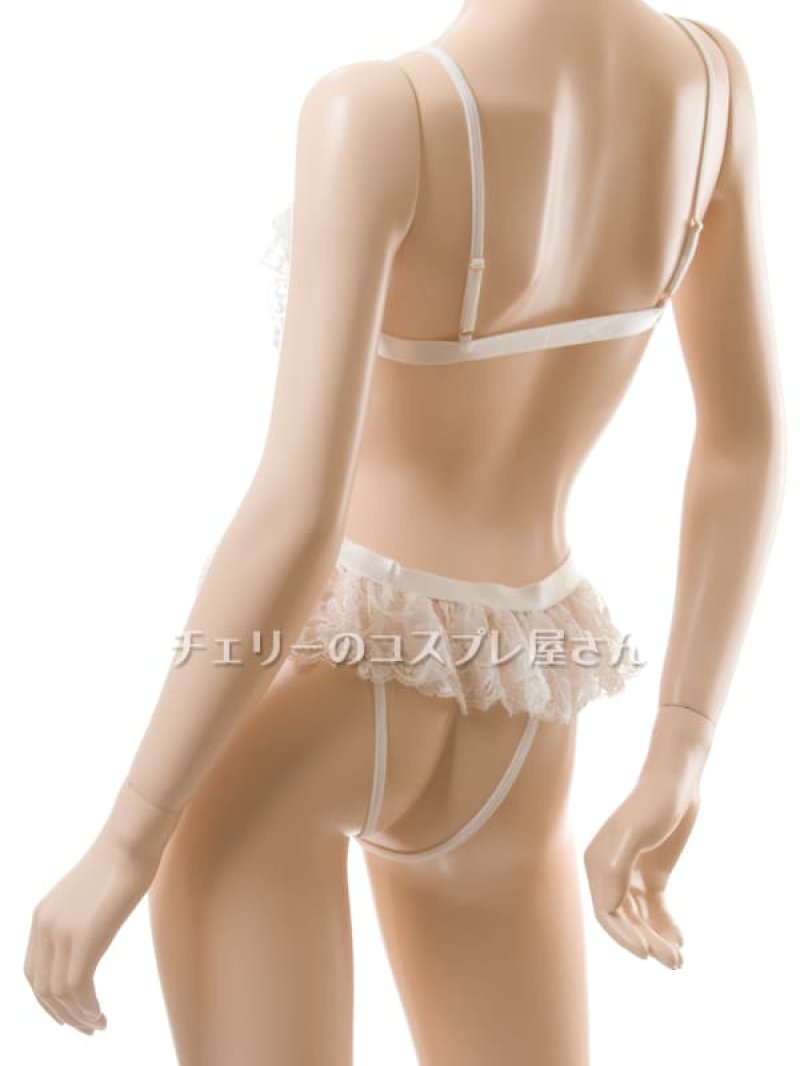 上も下も見えちゃう!ワイヤー入 オープンバスト&オープンクロッチ 編み上げテディ・白17