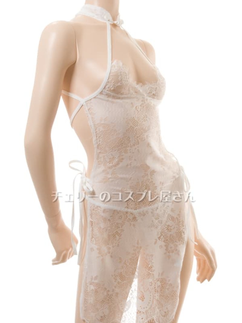 チャイナドレス風セパレート ベビードール・白11