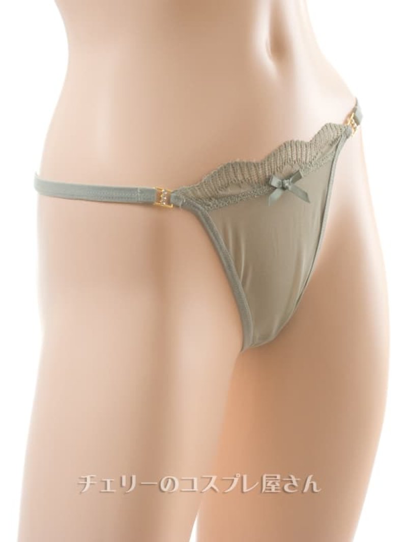 可愛らしいシースルーＴバックショーツ・灰緑9