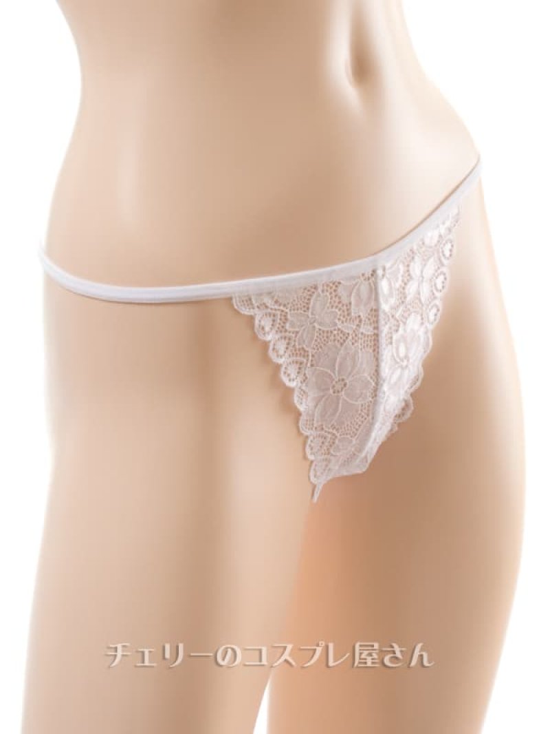 総レースのＴバックショーツ・白10