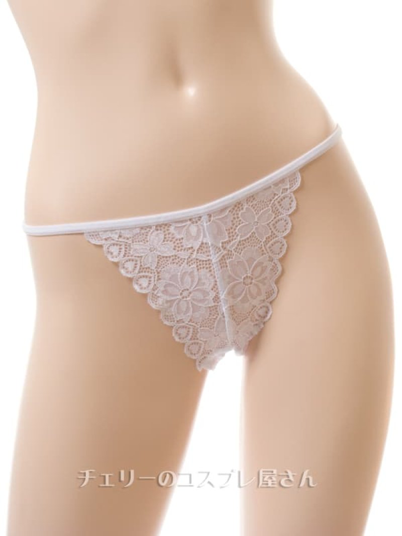 総レースのＴバックショーツ・白9