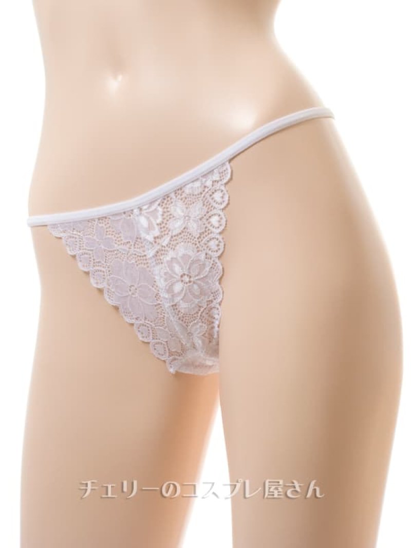 総レースのＴバックショーツ・白11