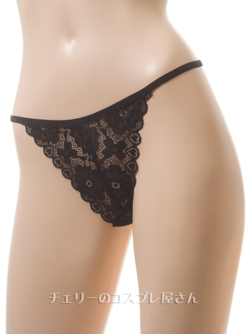 総レースのＴバックショーツ・黒9