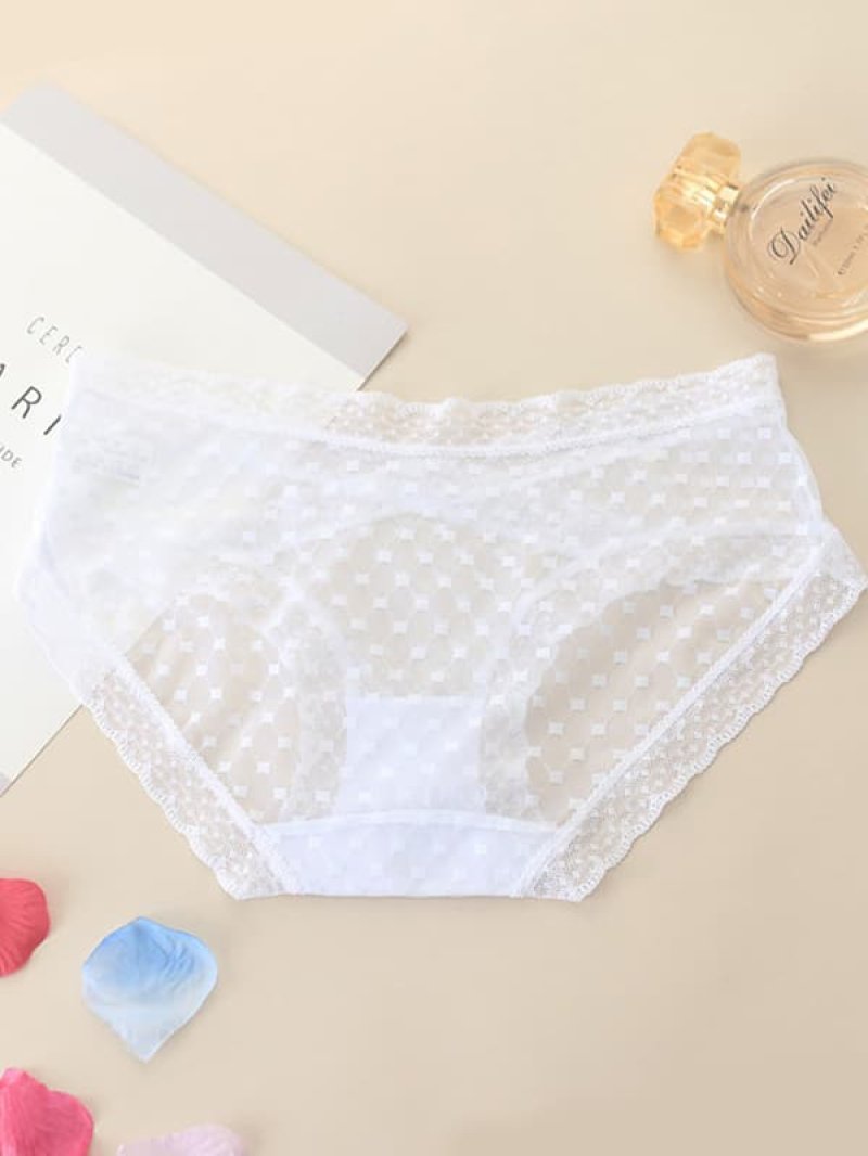 ローライズ シースルー フルバックショーツ・白5