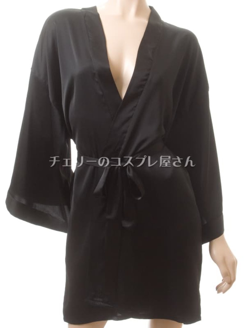 さらりとした肌触りのナイトガウン・黒4