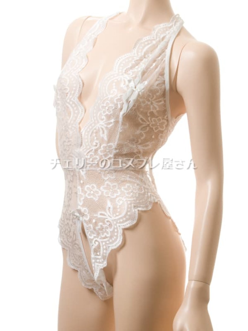 オープンクロッチ＆オープンヒップのテディ・白7