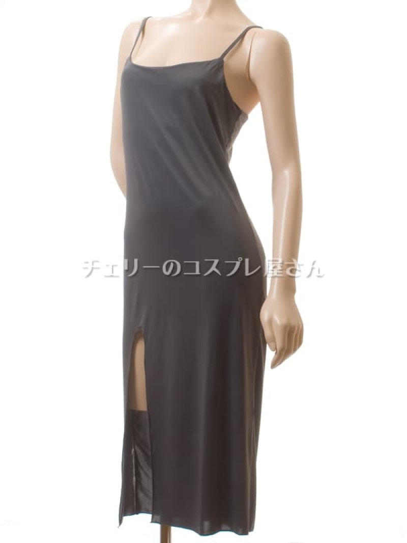 サイドスリットのエレガントなロングドレス・グレー8