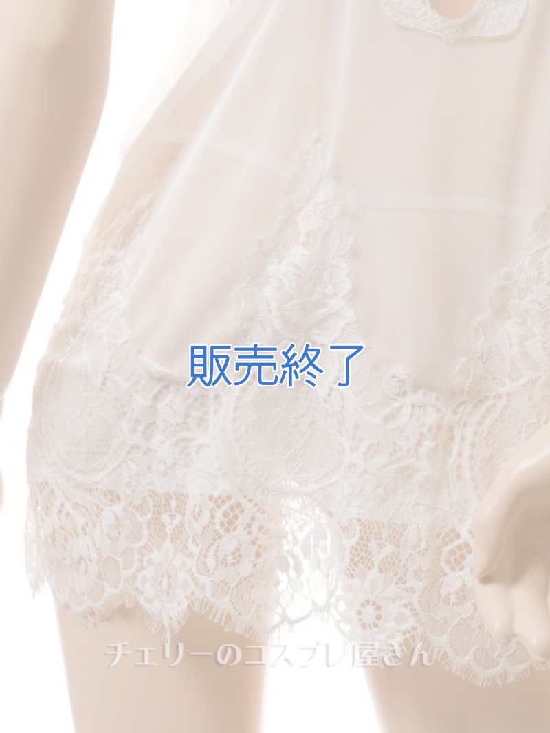 エレガントなレース編みのベビードール・白12