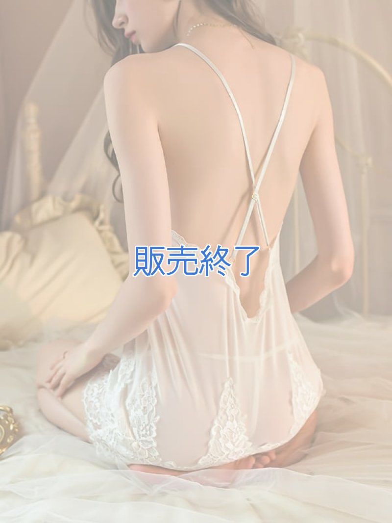 エレガントなレース編みのベビードール・白6