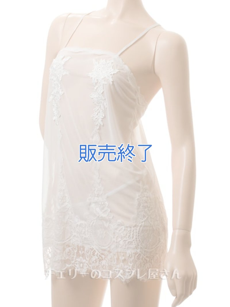 エレガントなレース編みのベビードール・白9