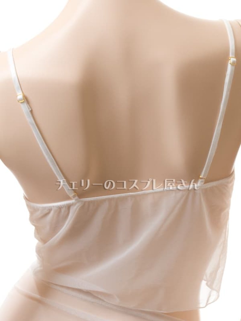 シースルーのショートキャミソール&チューブスカートセット・白17